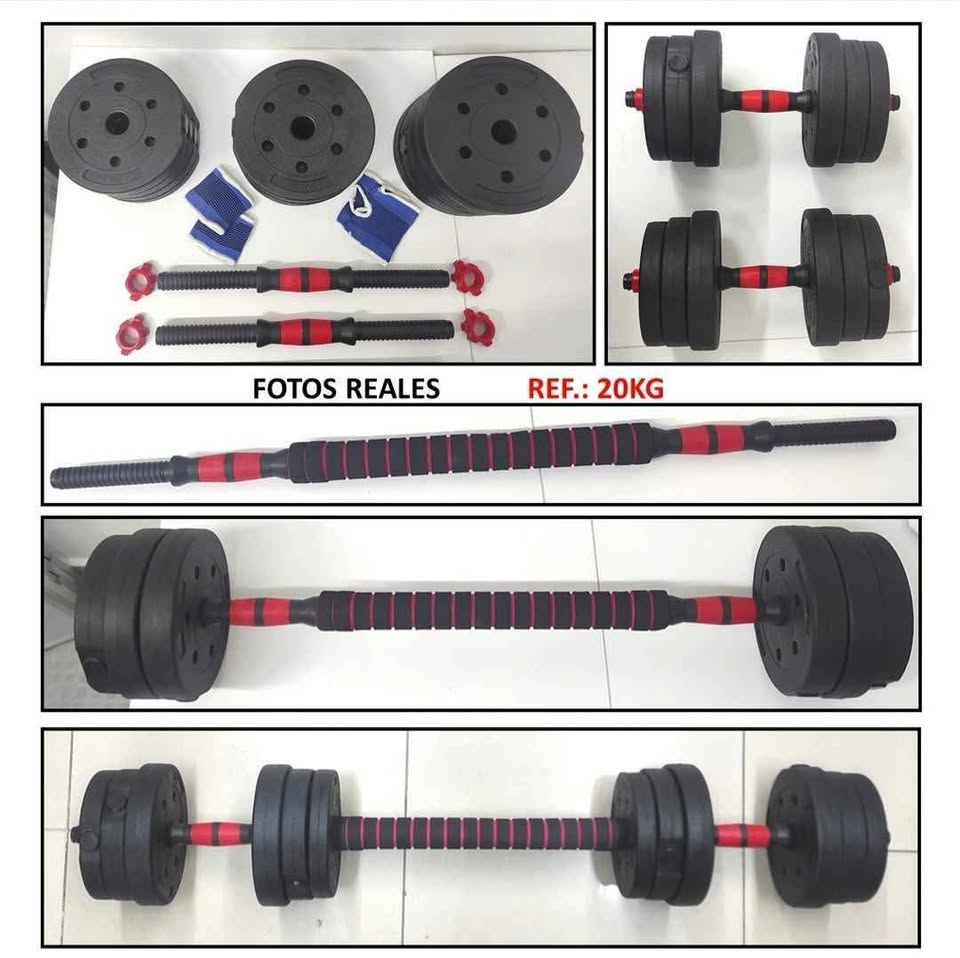 Kit Mancuernas 20kg 8 Discos Manc Rusa + guantes + muñequeras