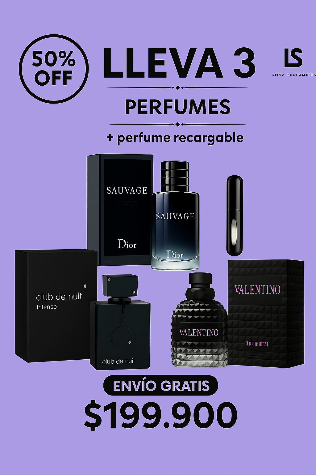 ✨ TRÍO DE PERFUMES EXCLUSIVOS ✨ (Dior Sauvage + Club de Nuit + Valentino Born in Roma) + 🎁 Perfumero de Regalo