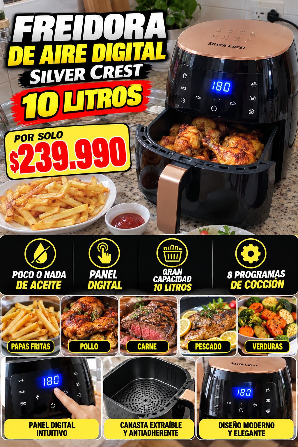 freidora de aire 10 litros