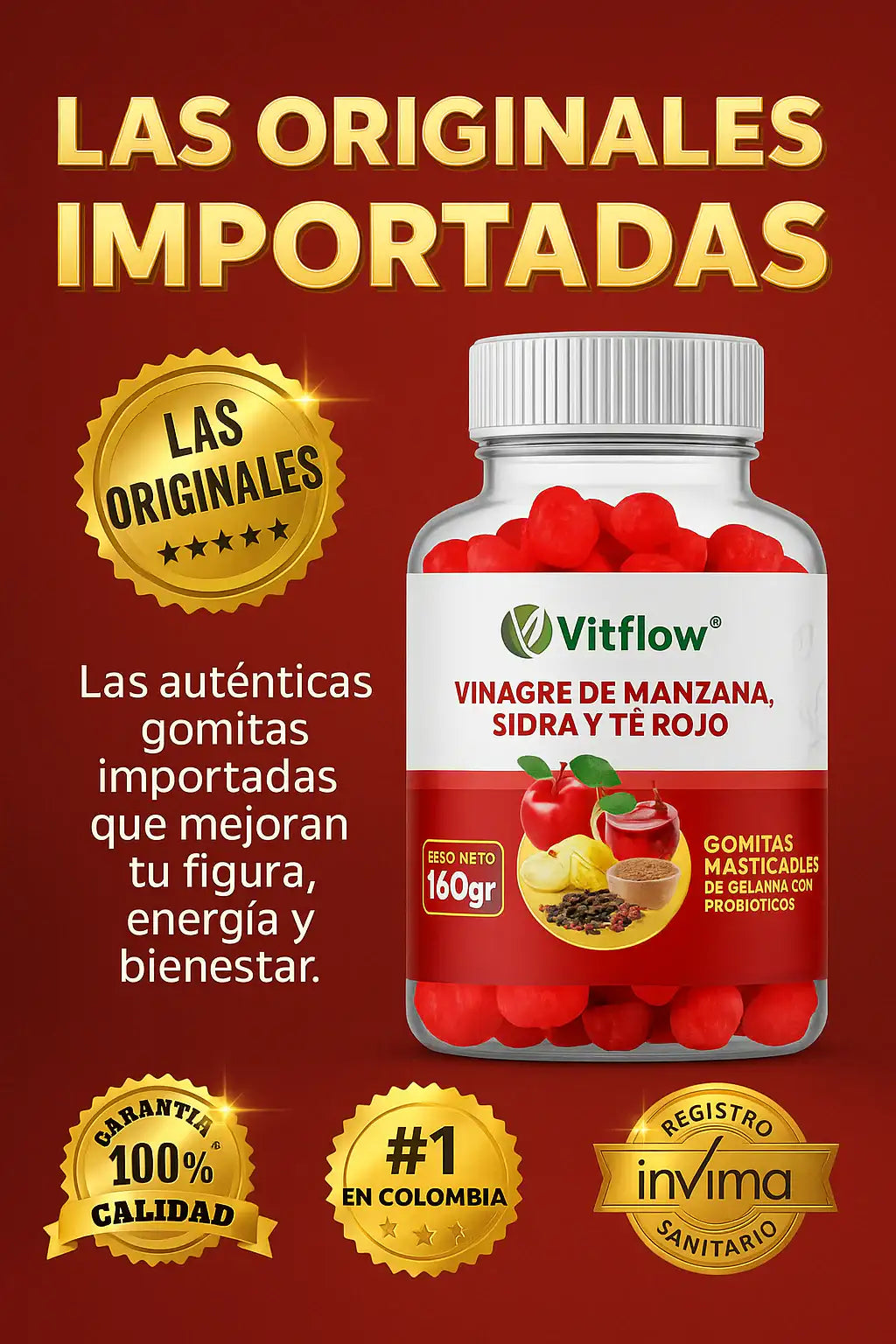 Gomitas Naturales de Vinagre de Manzana 🍏✨ 160 g