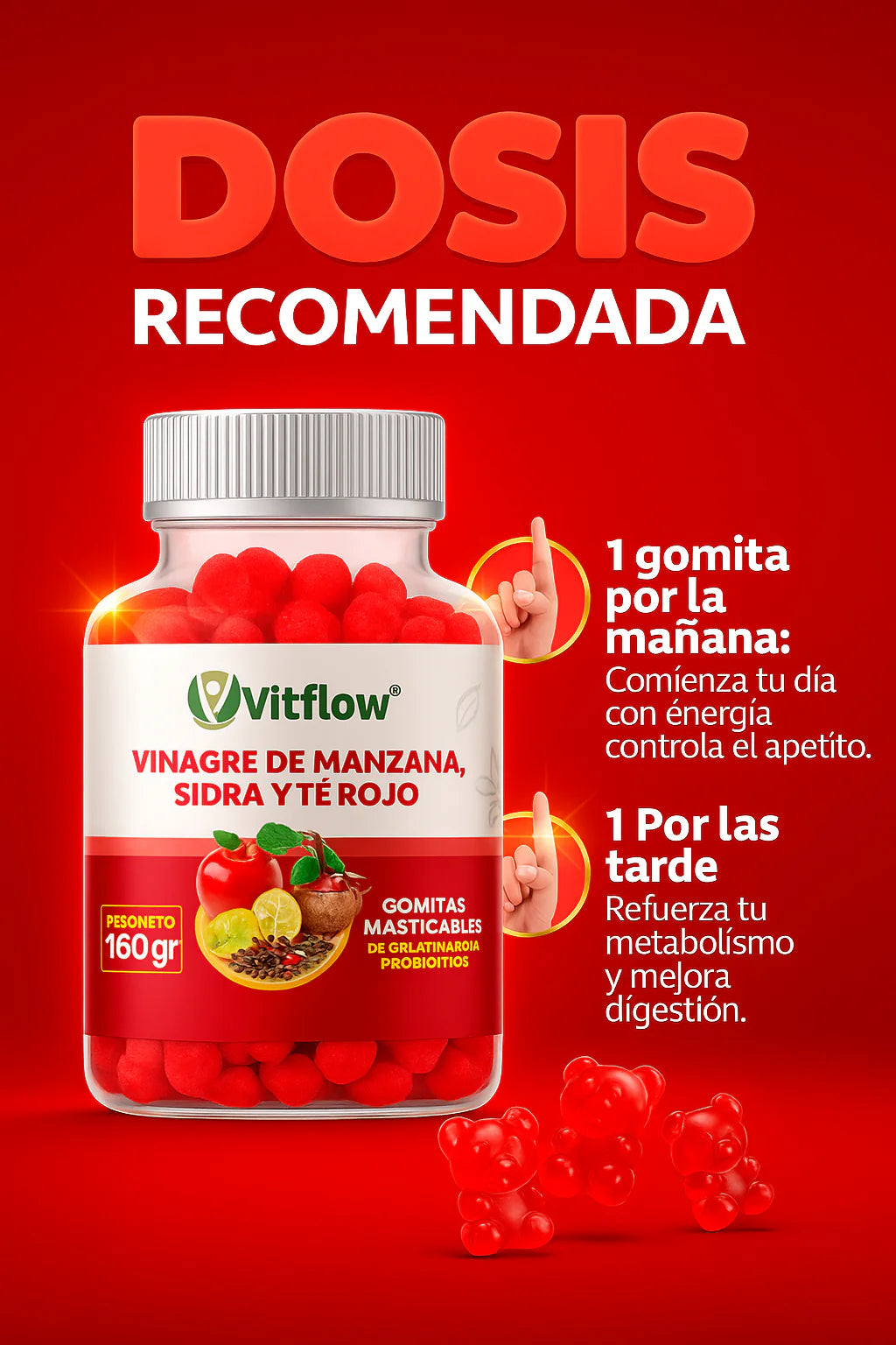 Gomitas Naturales de Vinagre de Manzana 🍏✨ 160 g