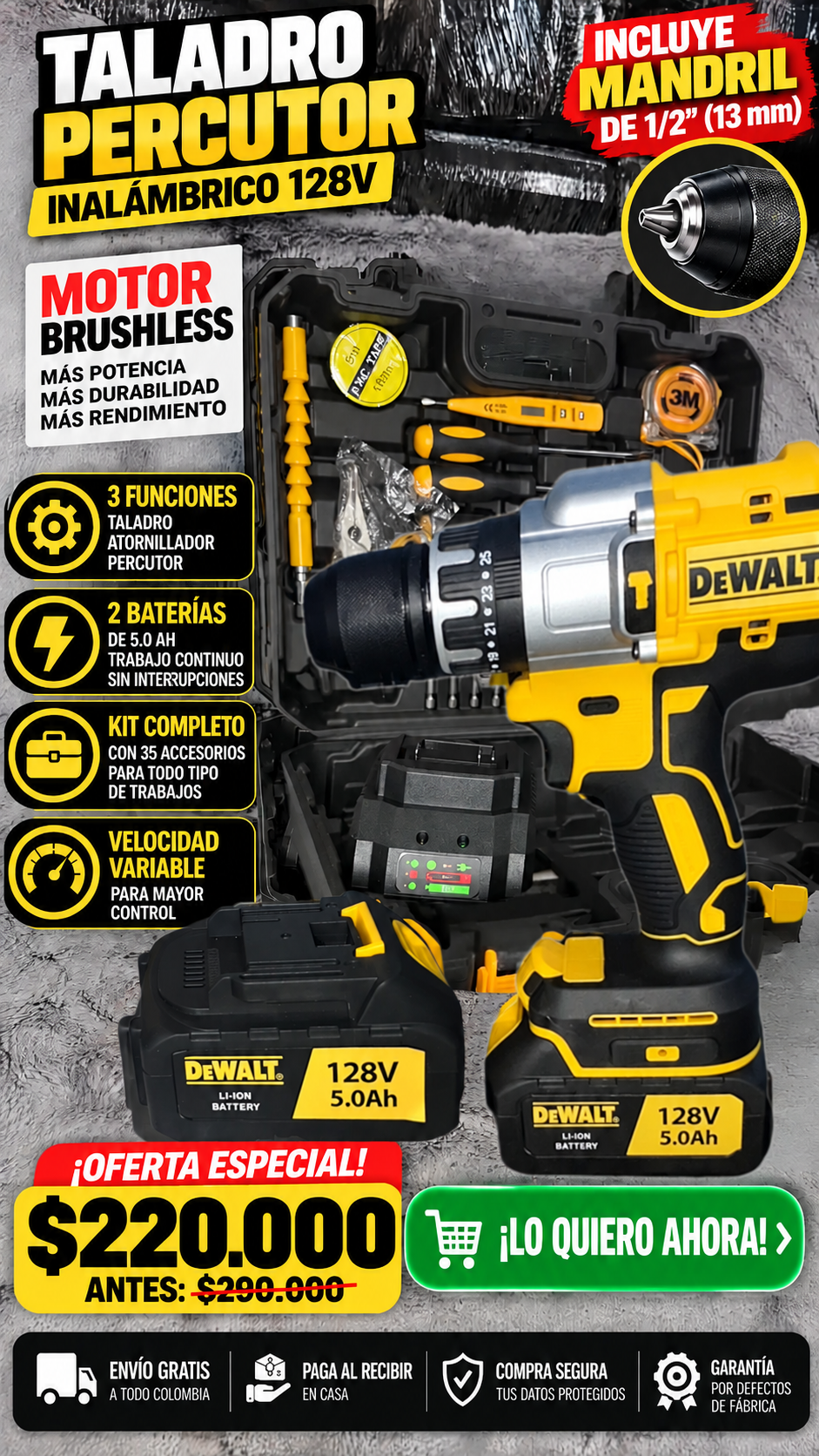 brushless 128v 34 accesorios