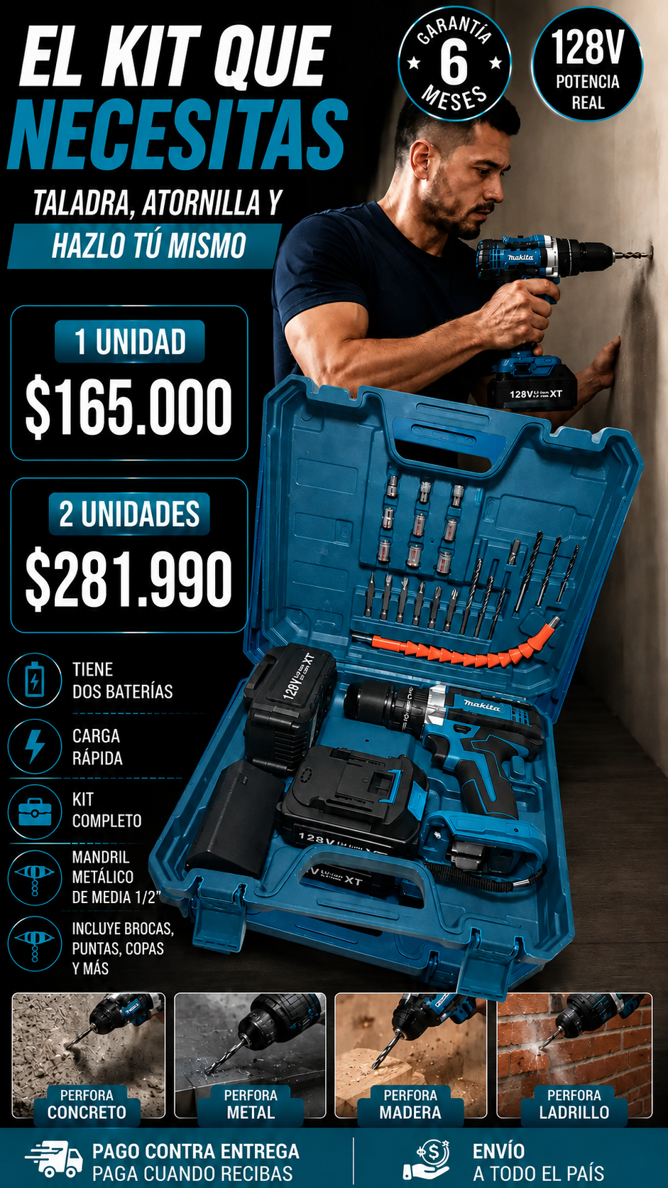 TALADRO MAKITA 128V PERCUTOR