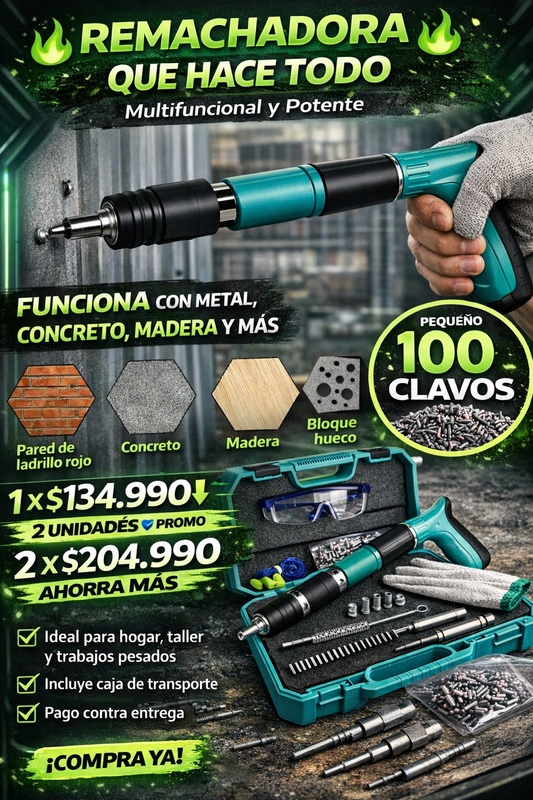 ⚡ Kit completo: remachadora + 100 clavos incluidos