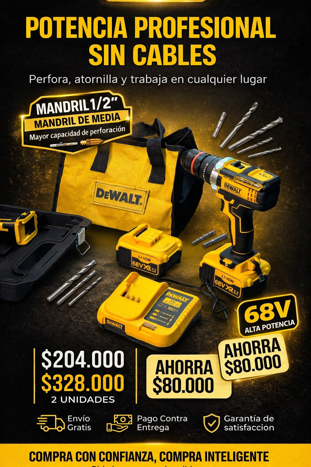 TALADRO 68 V CARGARAPIDO