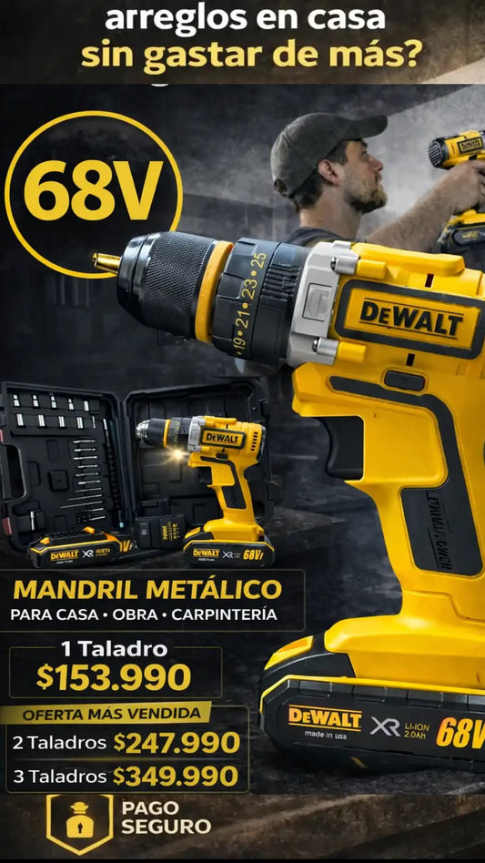 Taladro 68V Percutor con Mandril Metálico Reforzado