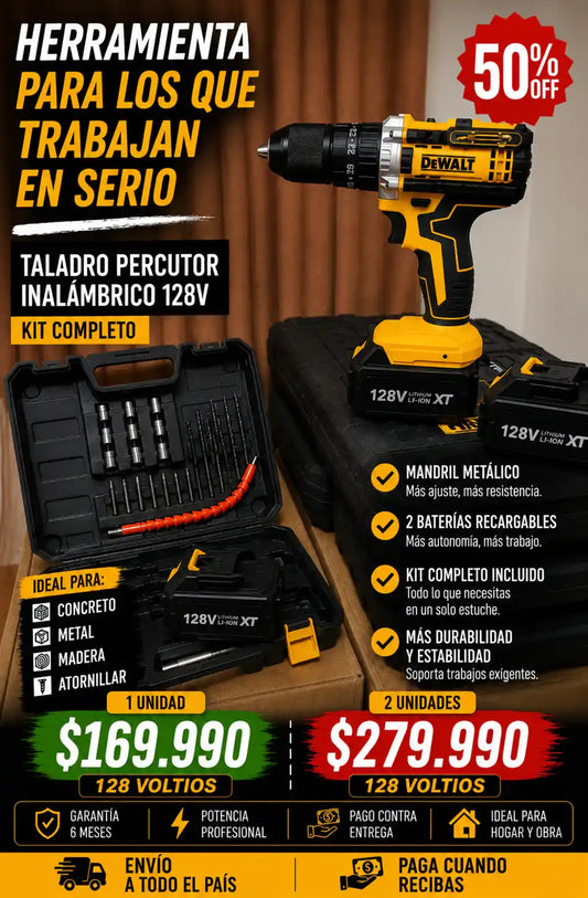 Taladro  percutor madril metalico de media