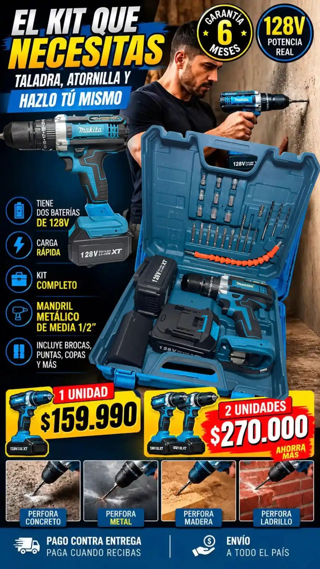 TALADRO MAKITA 128V PERCUTOR